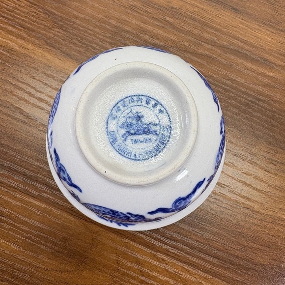 Vintage Chinese Blue Porcelain Dragon Bowl Cobalt Blue with Base‎ 3.5" Diameter - Picture 5 of 8